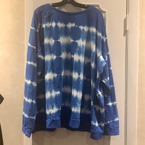PLUS SIZE TIE DYE BLUE & WHITE SWEATSHIRT BY AVON OVERSIZED